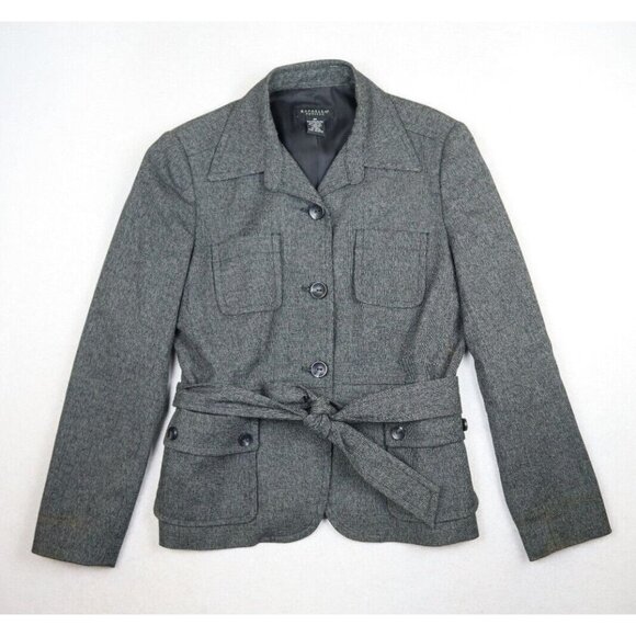 RAFAELLA - WOMEN'S GRAY BELTED BLAZER JACKET - POCKETS - SIZE 8P - Picture 1 of 10